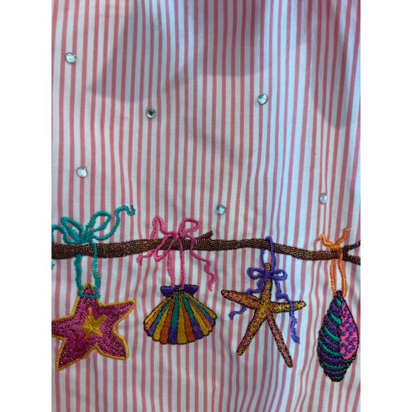 The Quacker Factory size 1X striped button down shirt seashells - Picture 2 of 4